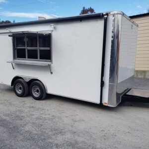 8.5' x 18' White Concession Food Trailer