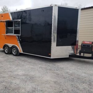 8.5x18 Black & Orange Concession Food Vending Trailer with Appliances