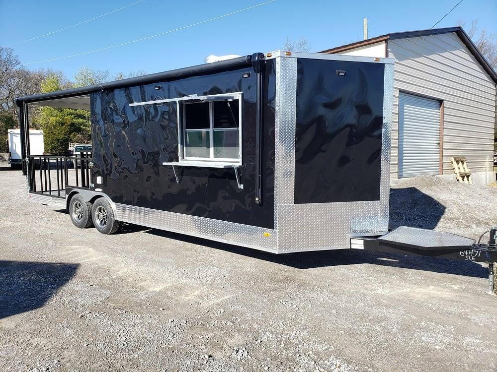 8.5′ x 24′ Black BBQ Porch Concession Food Trailer