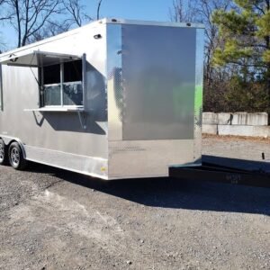 8.5' x 20' Light Pewter Porch Style Concession Food Trailer