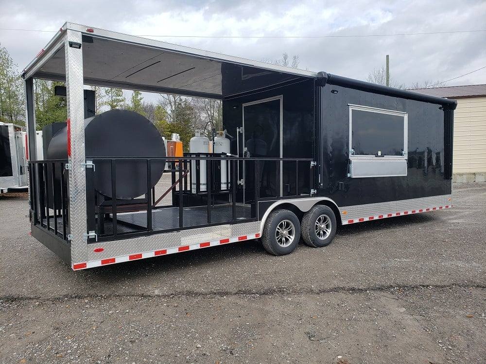8.5′ x 28′ Black BBQ Porch Concession Food Trailer With Appliances — photo 12