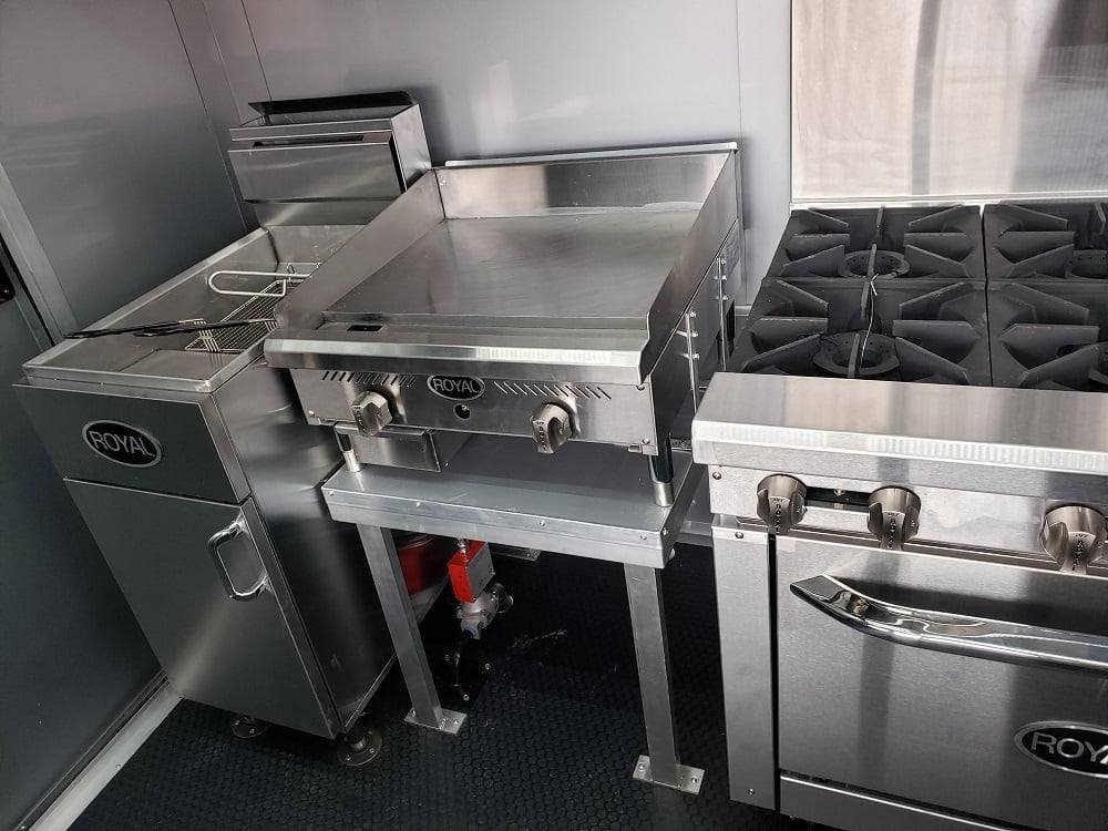 8.5′ x 28′ Black BBQ Porch Concession Food Trailer With Appliances — photo 14