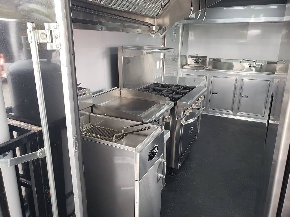 8.5′ x 28′ Black BBQ Porch Concession Food Trailer With Appliances — photo 5