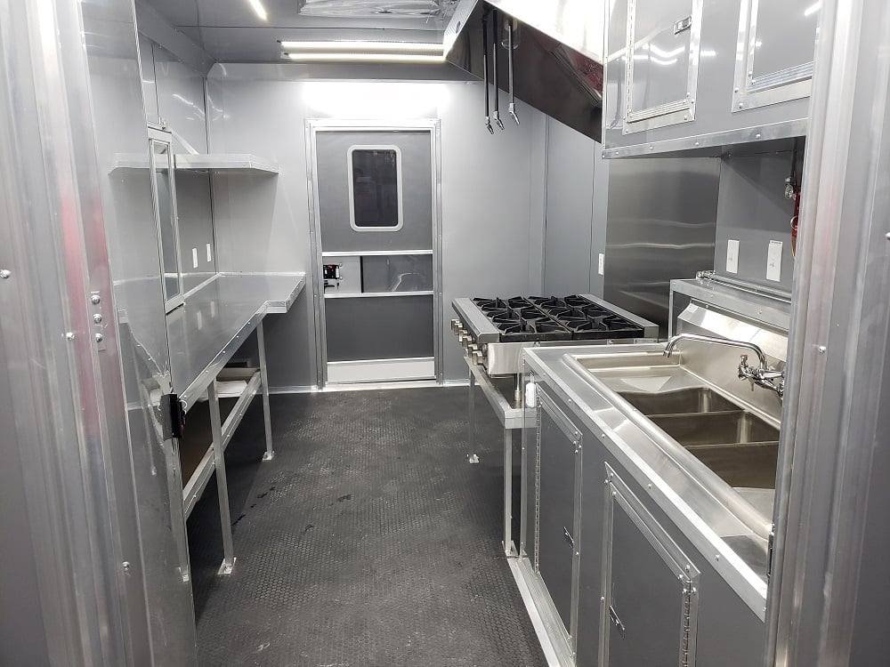 8.5′ x 28′ Black Concession Food Trailer with Restroom and Appliances — photo 5