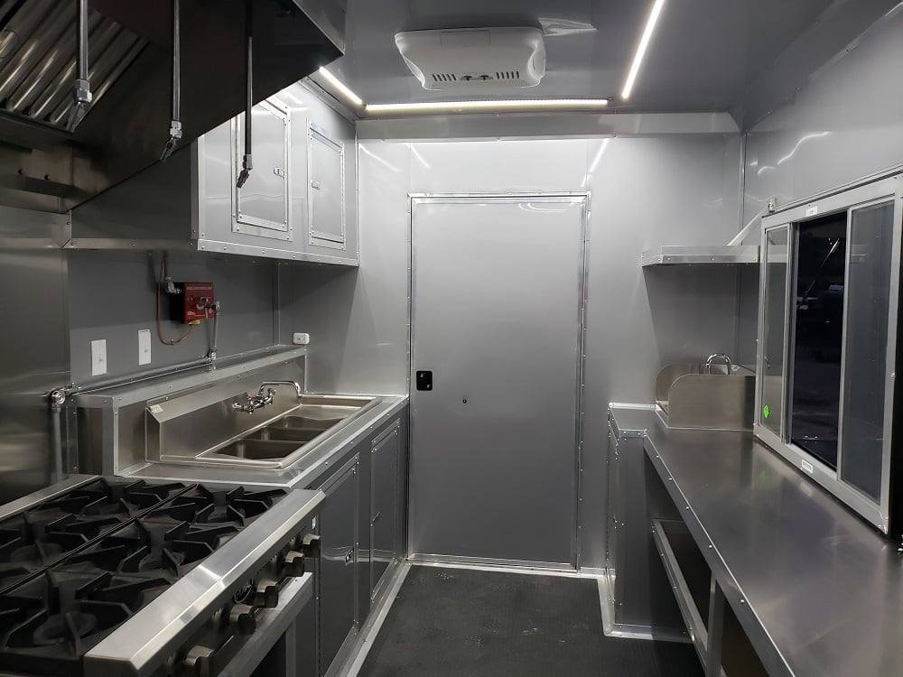 8.5′ x 28′ Black Concession Food Trailer with Restroom and Appliances — photo 10