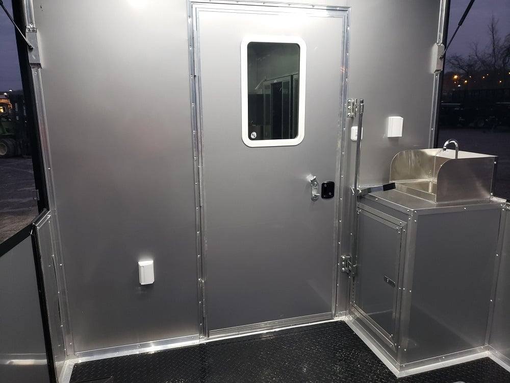 8.5′ x 28′ Black Concession Food Trailer with Restroom and Appliances — photo 7