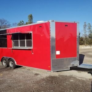 8.5' x 20' Victory Red BBQ Porch Concession Food Trailer