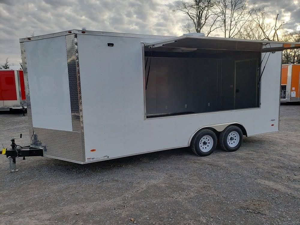 8.5′ x 18′ White Concession Food Trailer with Restroom