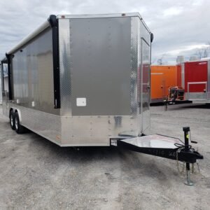 8.5' x 24' Light Pewter Double I Beam Porch Style Concession Food Trailer