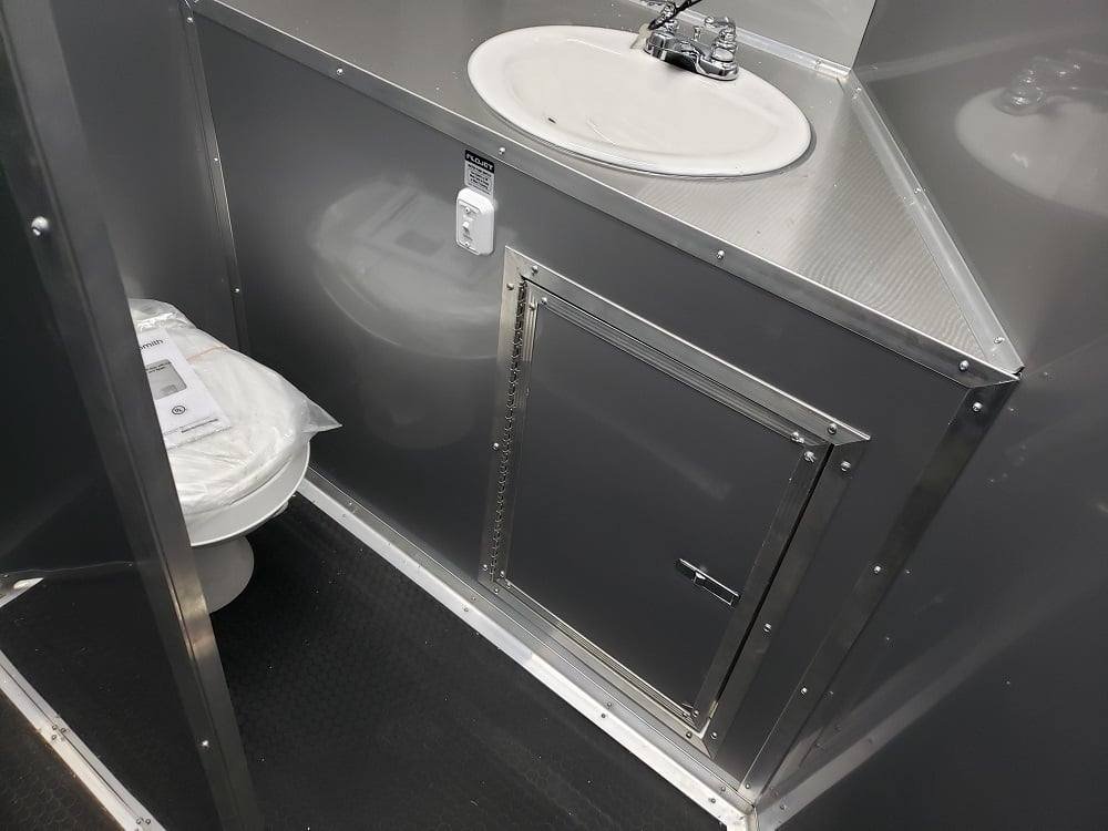 8.5′ x 32′ Black BBQ Porch Concession Food Trailer with Restroom — photo 2