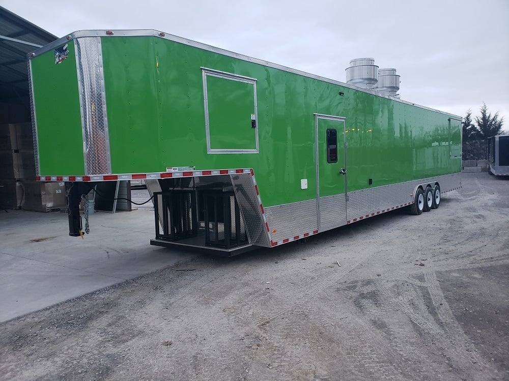 8.5′ x 48′ Lime Green Goose-neck Pizza Concession Food Trailer — photo 4