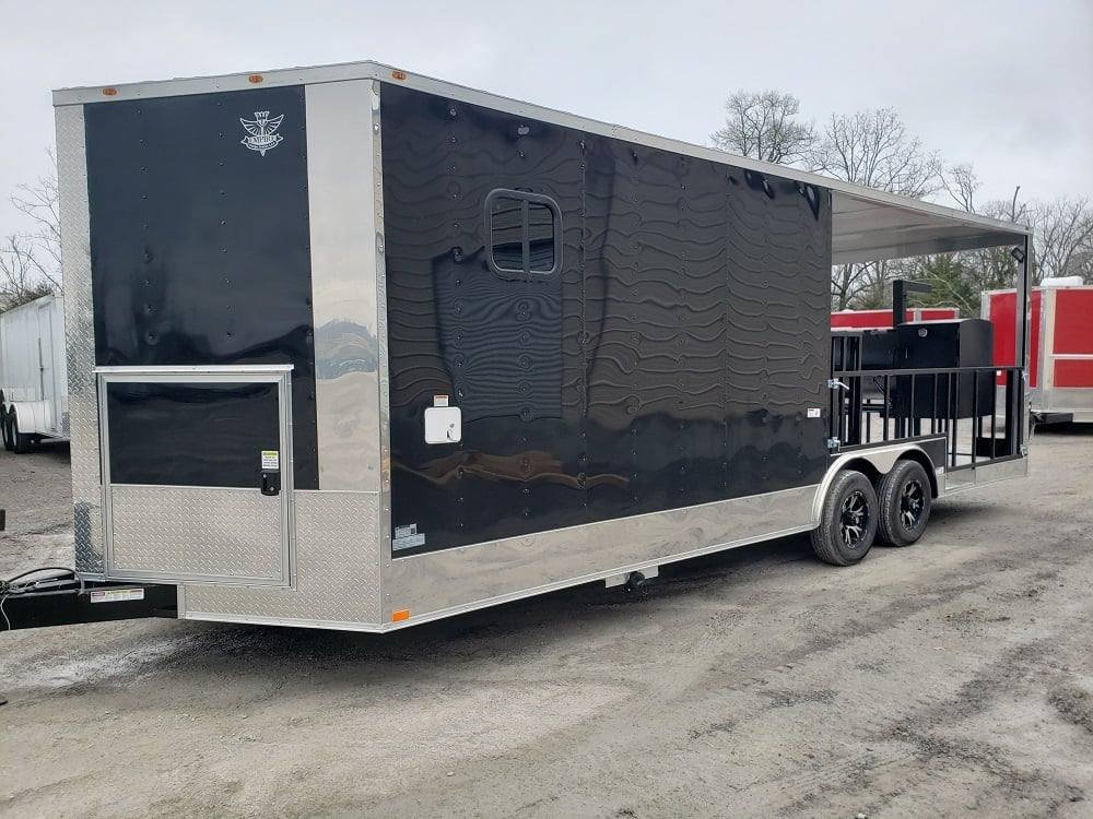 8.5′ x 24′ Black Porch Style BBQ Vending Food Trailer with Appliances — photo 3