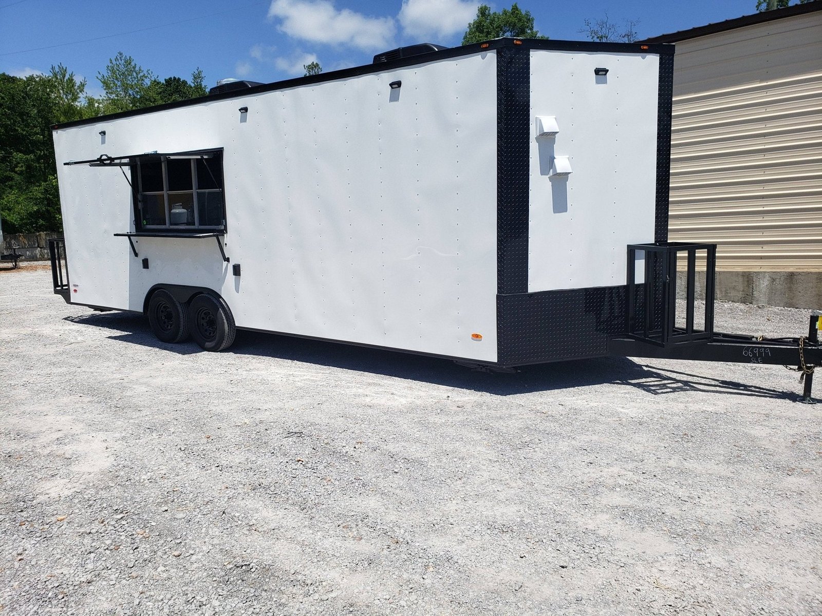 8.5′ x 24′ White Concession Food Trailer with Black Out Package