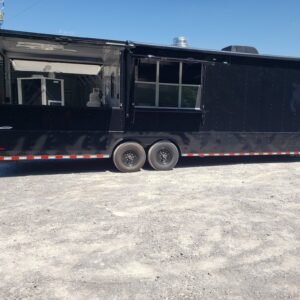 Black Out 8.5' x 28' Porch Style Concession Food Trailer With Appliances