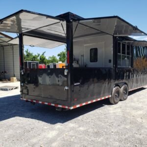 Black Out 8.5' x 28' Porch Style Concession Food Trailer
