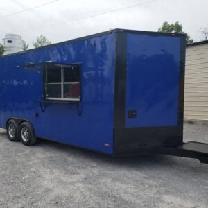 8.5' x 22' Cobalt Blue Concession Food Trailer with Restroom and Appliances