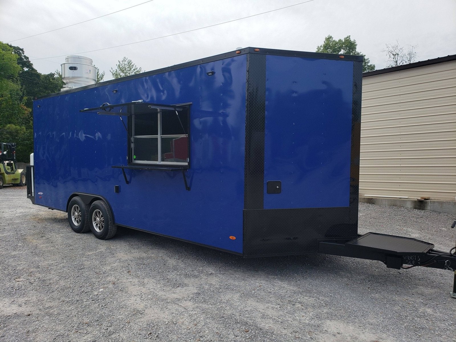 8.5′ x 22′ Cobalt Blue Concession Food Trailer with Restroom and Appliances