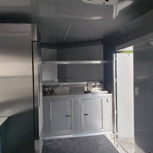 8.5 x 16 yellow ice cream trailer with dual service windows - view 5