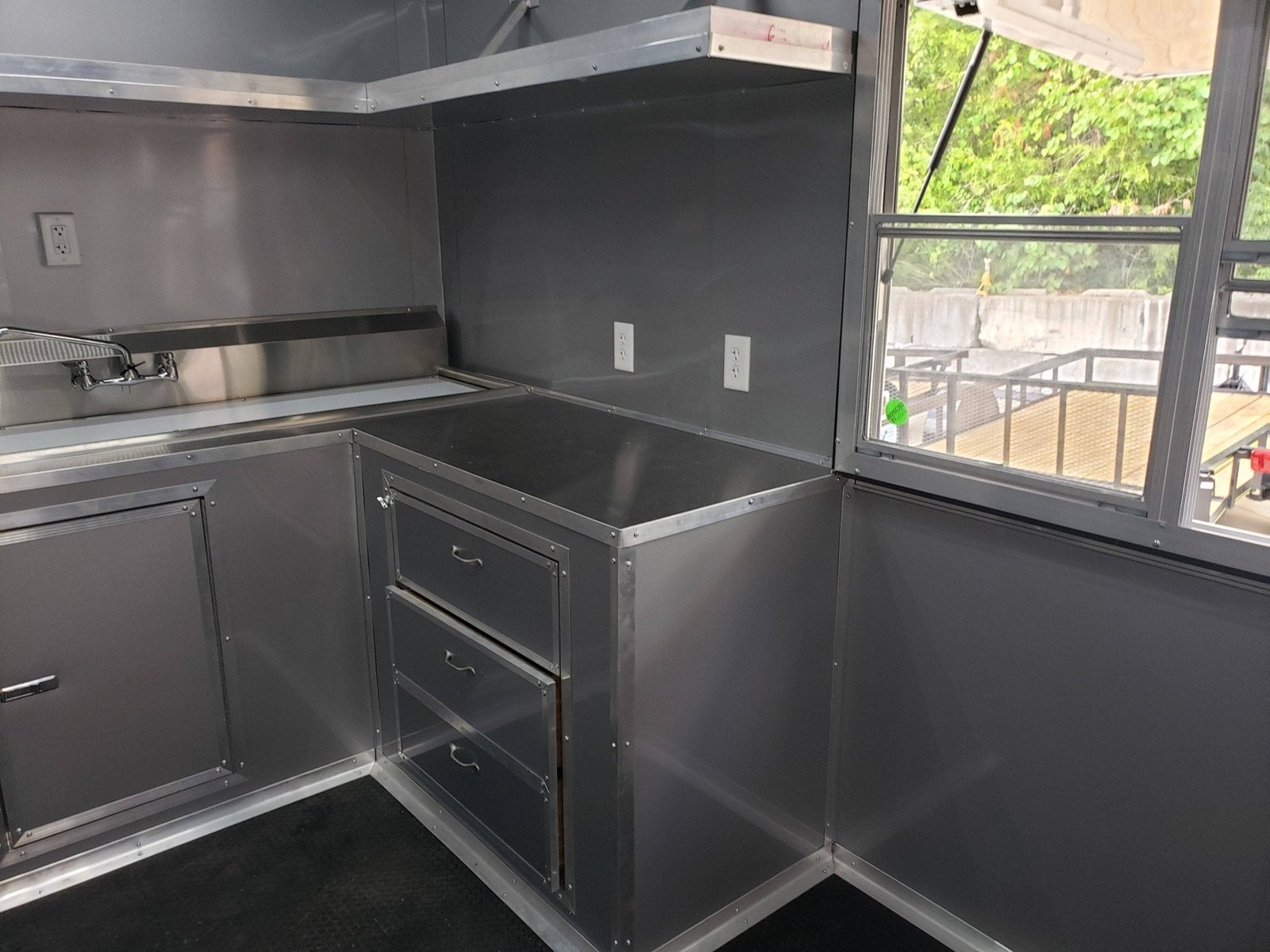 8.5′ x 28′ Charcoal Gray Porch Style Concession Trailer with Restroom — photo 8