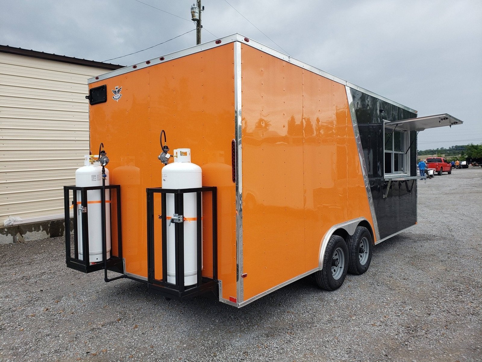 8.5′ x 20′ Orange And Black Food Catering Concession Trailer With Appliances — photo 3