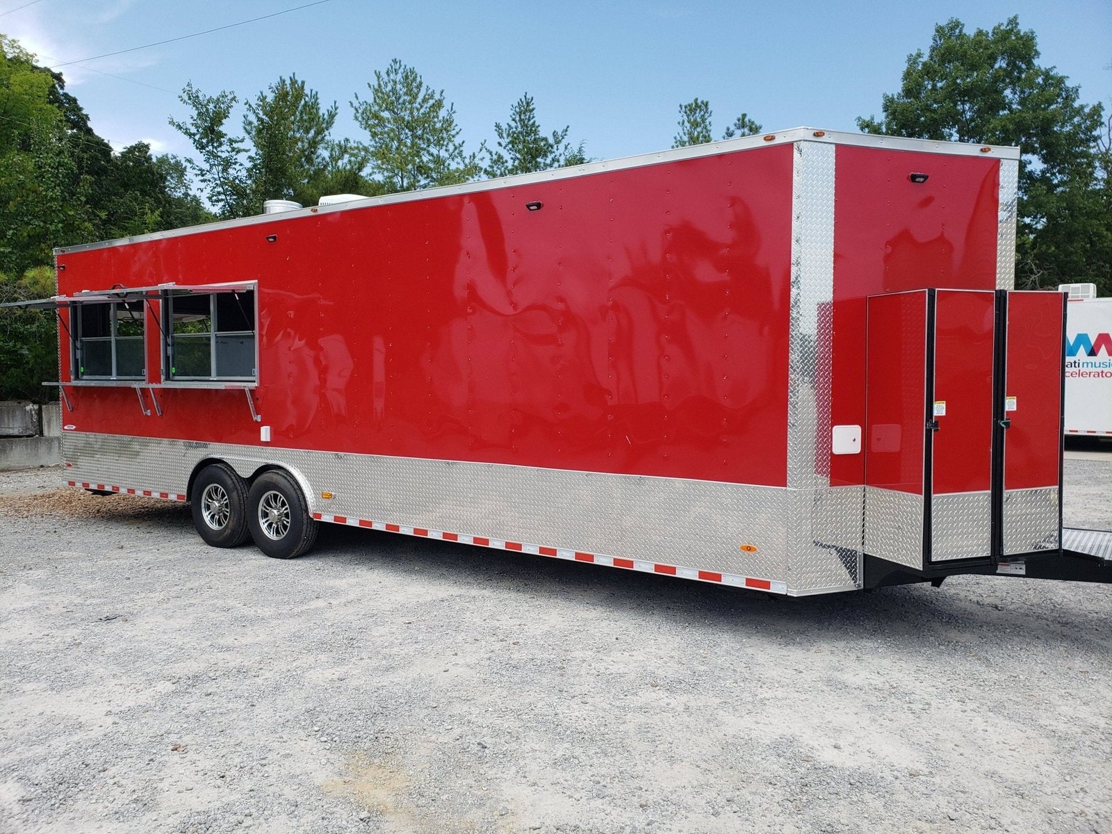 8.5′ x 28′ Victory Red Kettle Corn and Cotton Candy Concession Trailer
