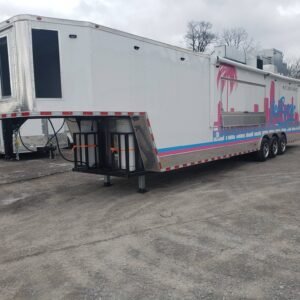 8.5' x 42' White Gooseneck Concession Trailer