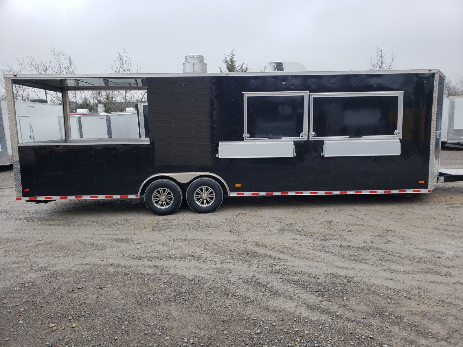 8.5′ x 28′ Black Porch Style BBQ Vending Concession Trailer — photo 5