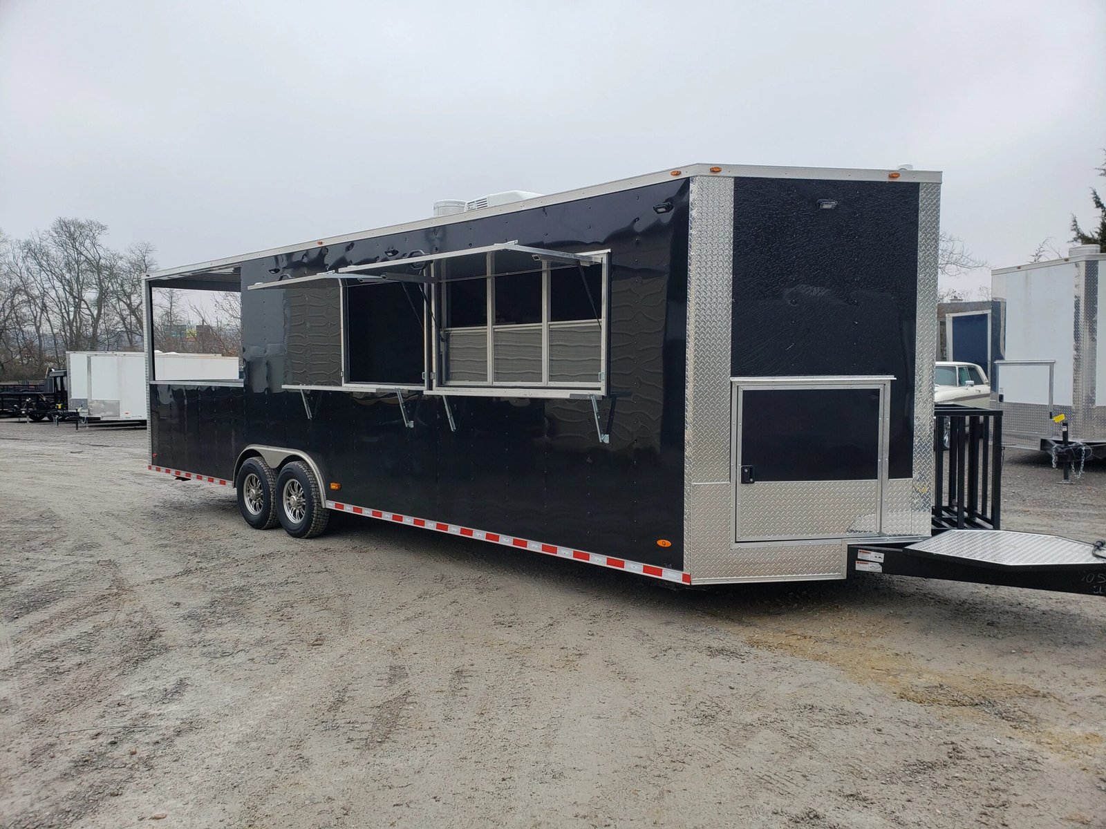 8.5′ x 28′ Black Porch Style BBQ Vending Concession Trailer — photo 8
