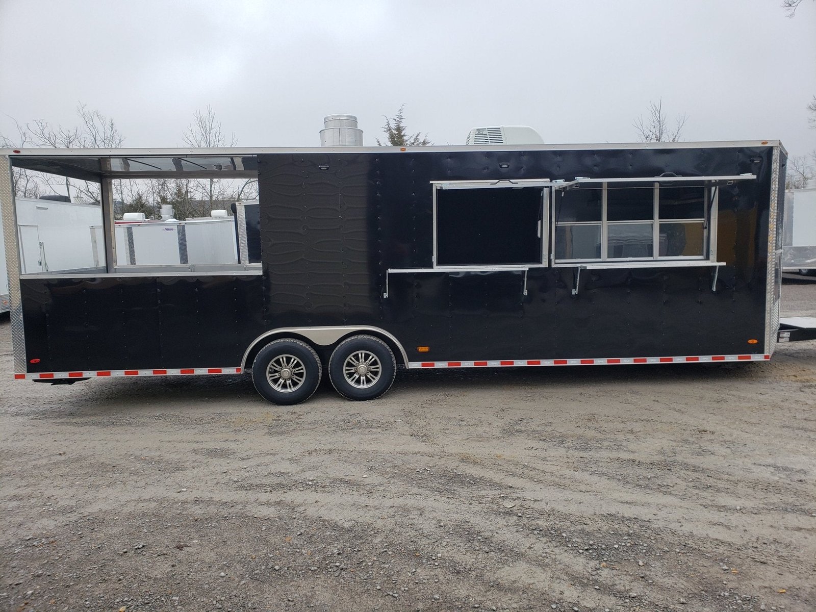 8.5′ x 28′ Black Porch Style BBQ Vending Concession Trailer — photo 9