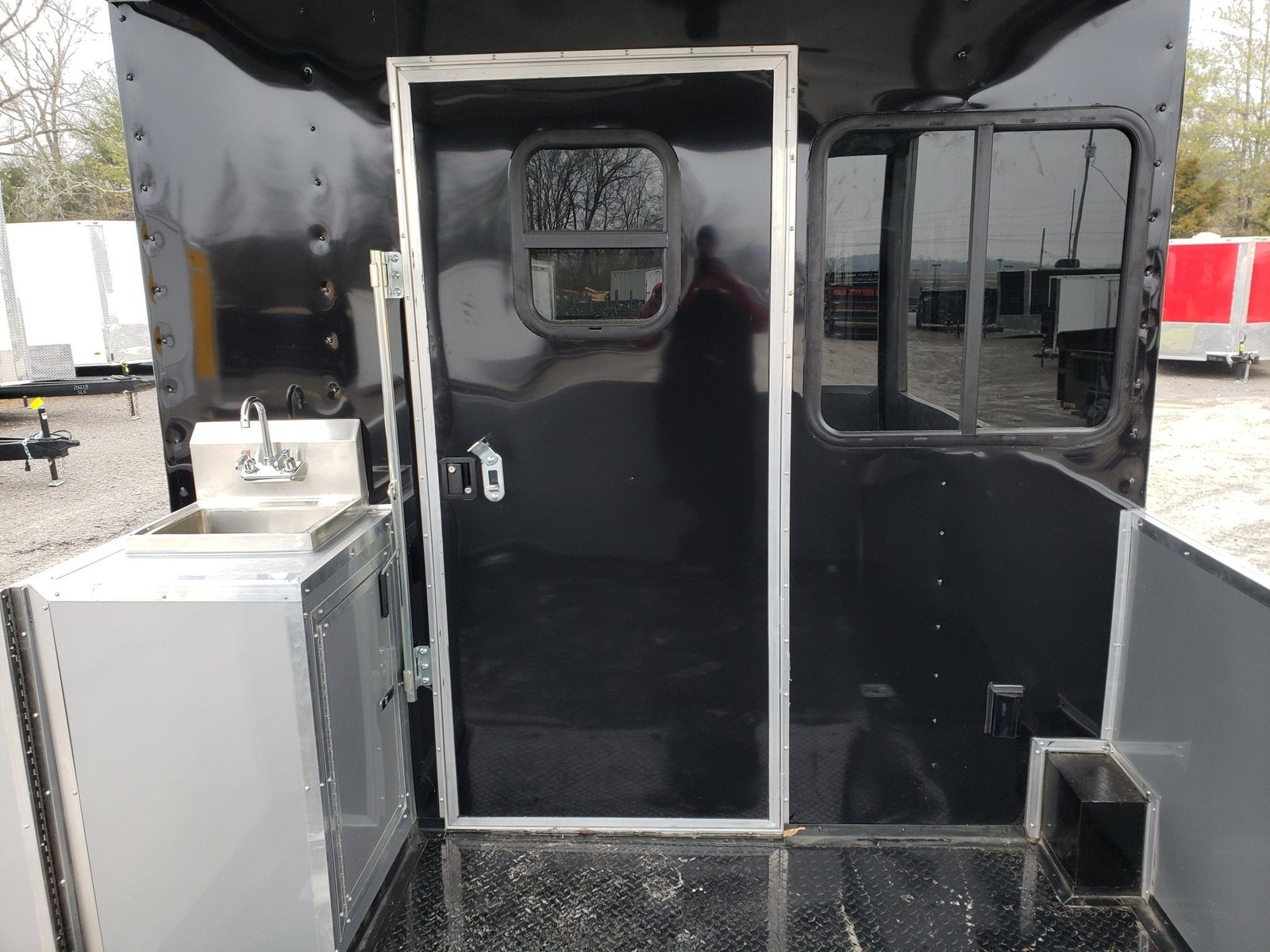 8.5′ x 28′ Black Porch Style BBQ Vending Concession Trailer — photo 14
