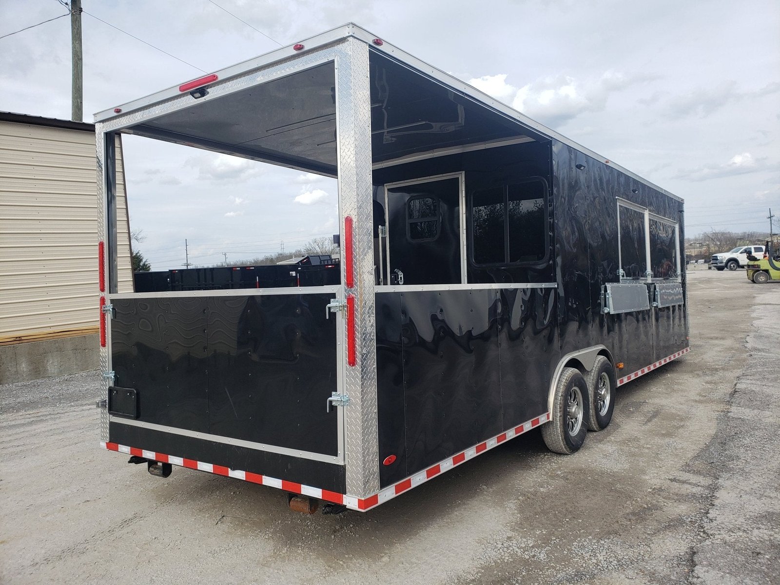 8.5′ x 28′ Black Porch Style BBQ Vending Concession Trailer — photo 3