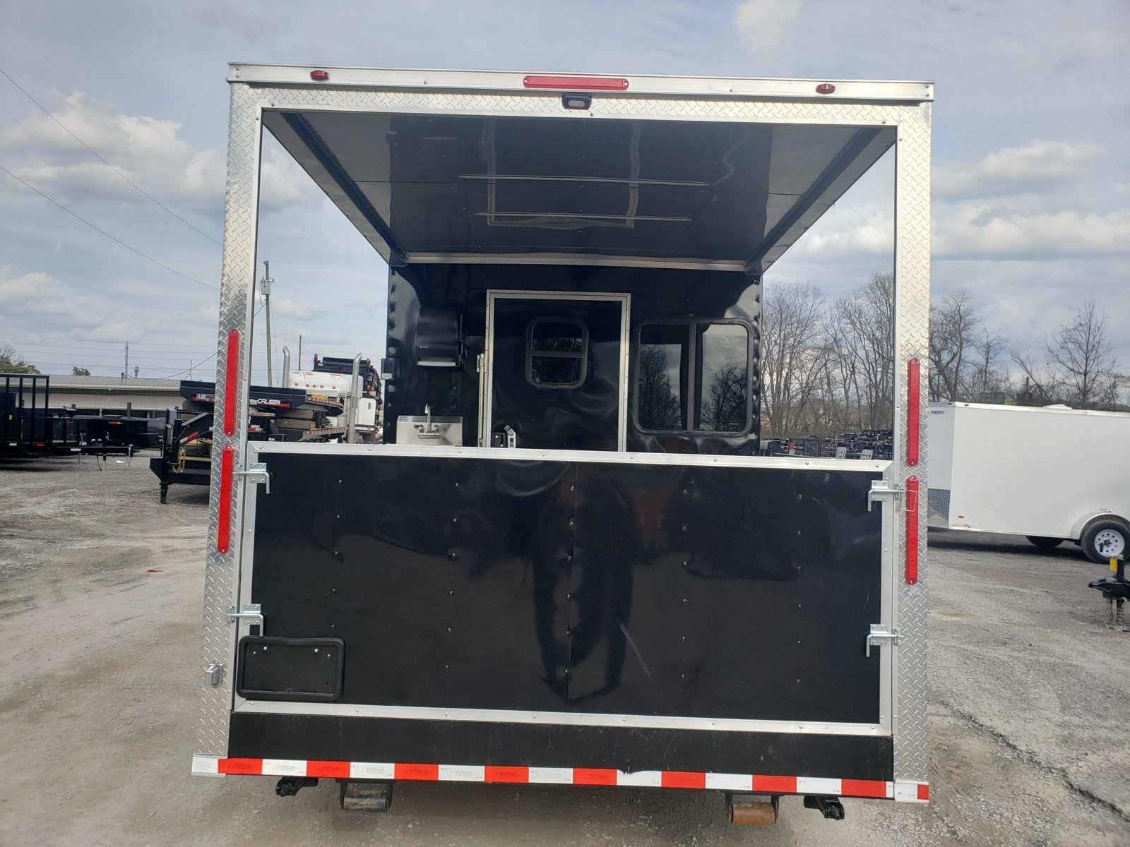 8.5′ x 28′ Black Porch Style BBQ Vending Concession Trailer — photo 4