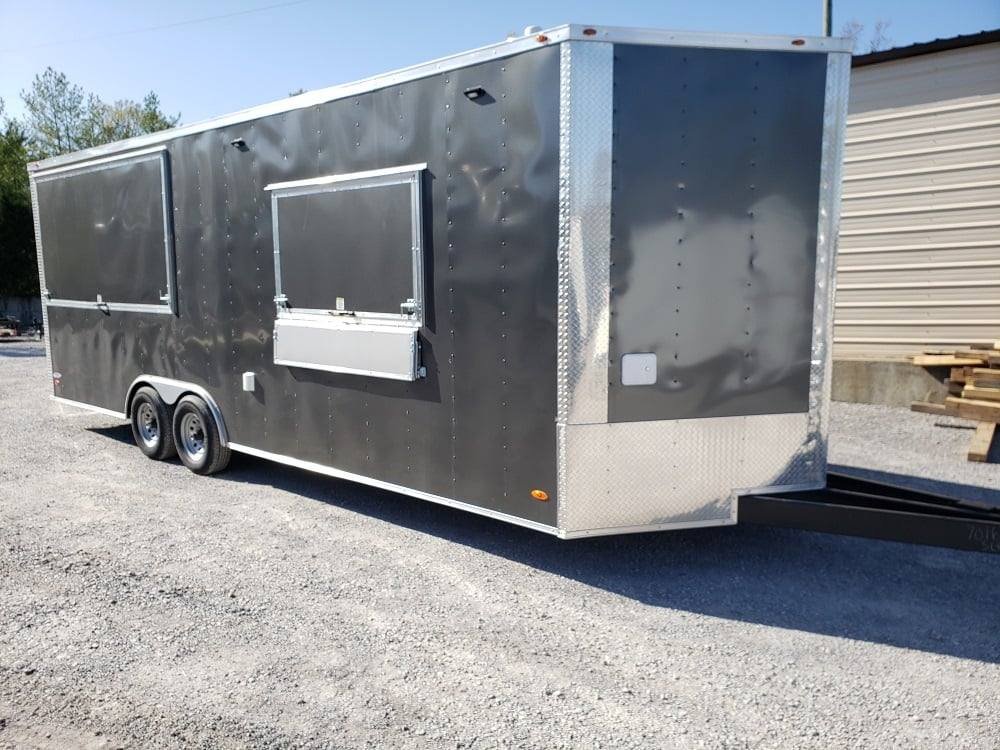 8.5′ x 24′ Charcoal Gray BBQ Porch Concession Trailer with Restroom — photo 2