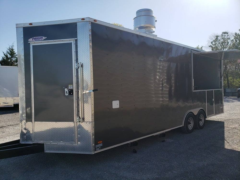8.5′ x 24′ Charcoal Gray BBQ Porch Concession Trailer with Restroom — photo 9
