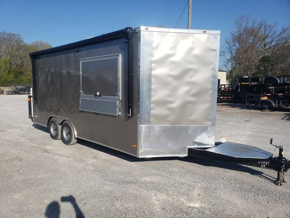 Concession Trailer 8.5′ X 18′ Light Pewter Food Event Catering — photo 2