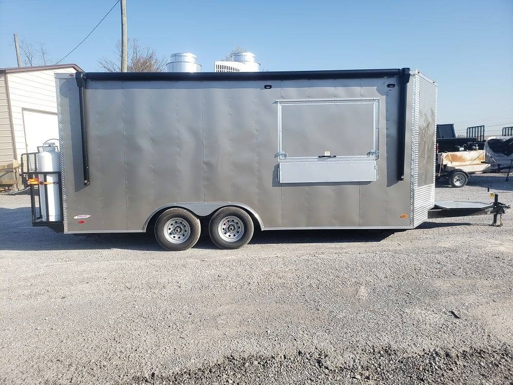 Concession Trailer 8.5′ X 18′ Light Pewter Food Event Catering — photo 3
