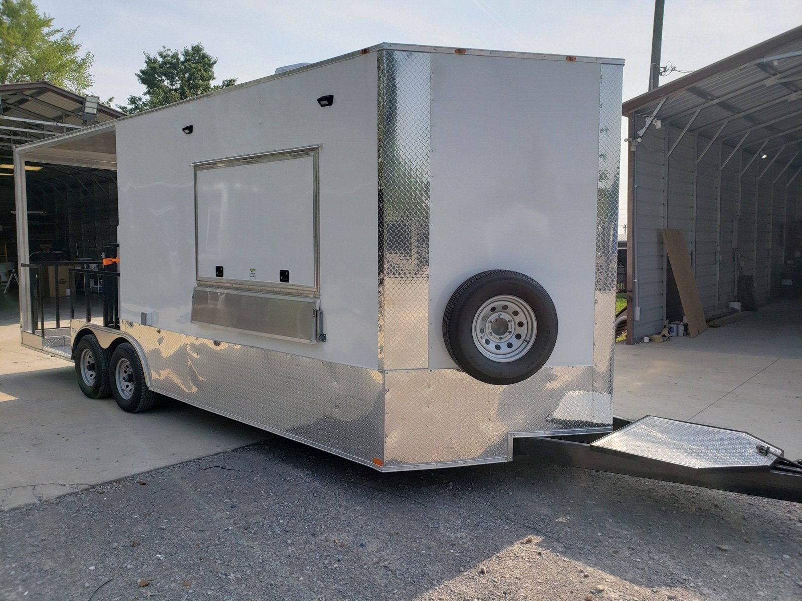 8.5′ x 22′ White Porch Style Food Vending Concession Trailer with Appliances — photo 2