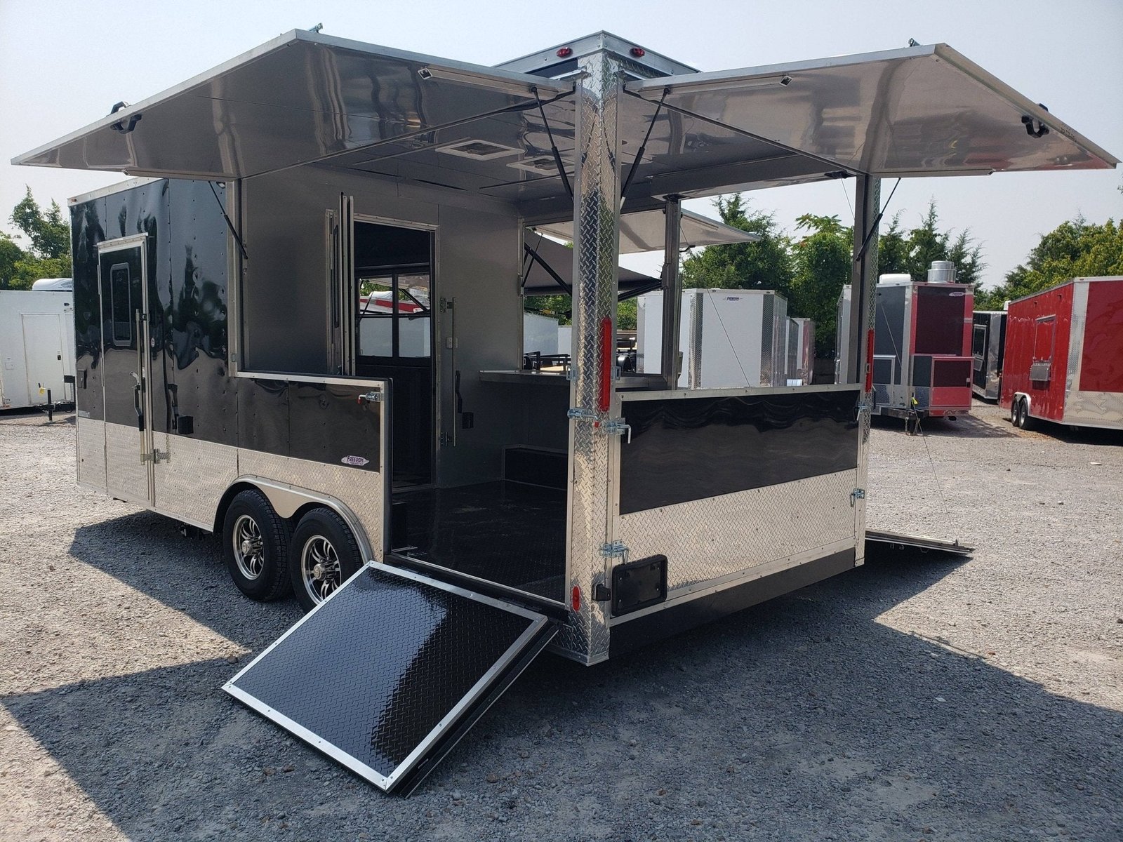 8.5′ x 20′ Black Porch Style Concession Trailer — photo 14