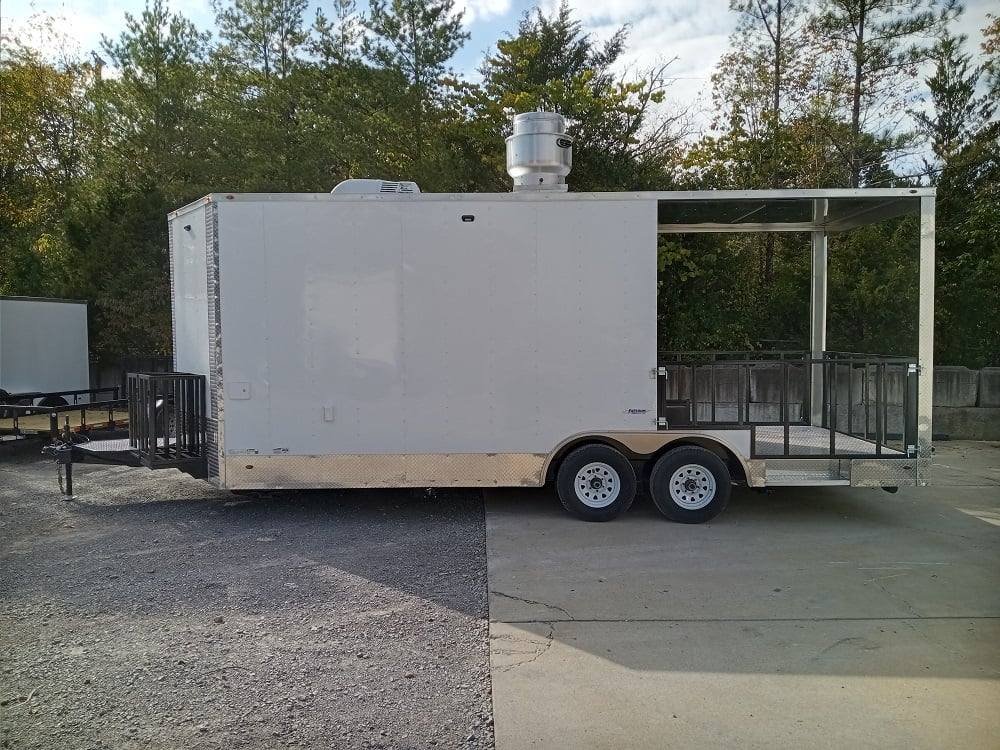 8.5′ x 21′ White Porch Style BBQ Vending Concession Trailer with Appliances — photo 3