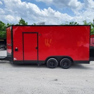 8.5 x 16 red blackout trailer with tall 8-foot kitchen - view 8