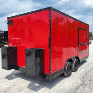 8.5 x 16 red blackout trailer with tall 8-foot kitchen - view 12