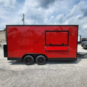 8.5 x 16 red blackout trailer with tall 8-foot kitchen - view 13