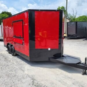 8.5 x 16 red blackout trailer with tall 8-foot kitchen - view 14
