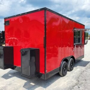 8.5 x 16 red blackout trailer with tall 8-foot kitchen - view 15