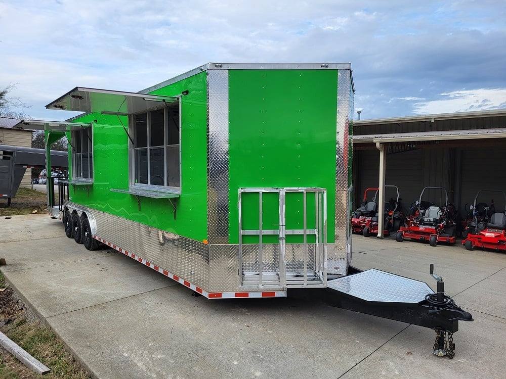 Concession Trailer 8.5′ X 32′ Lime Green Food Event Catering