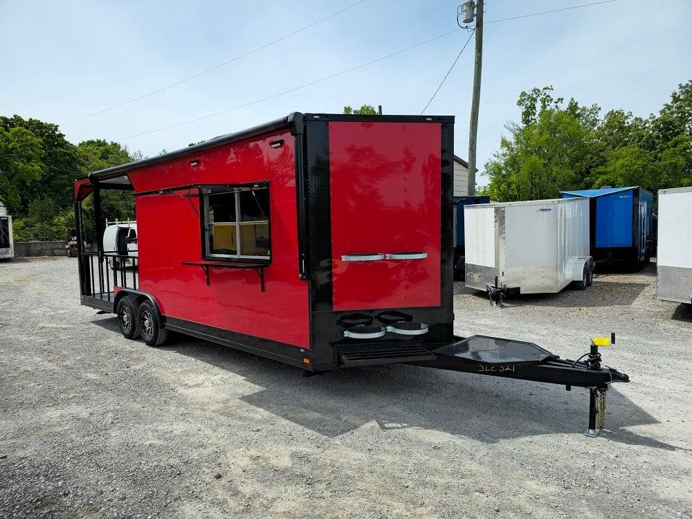 Concession Trailer 8.5′ X 24′ Red W Blackout Food Event Catering