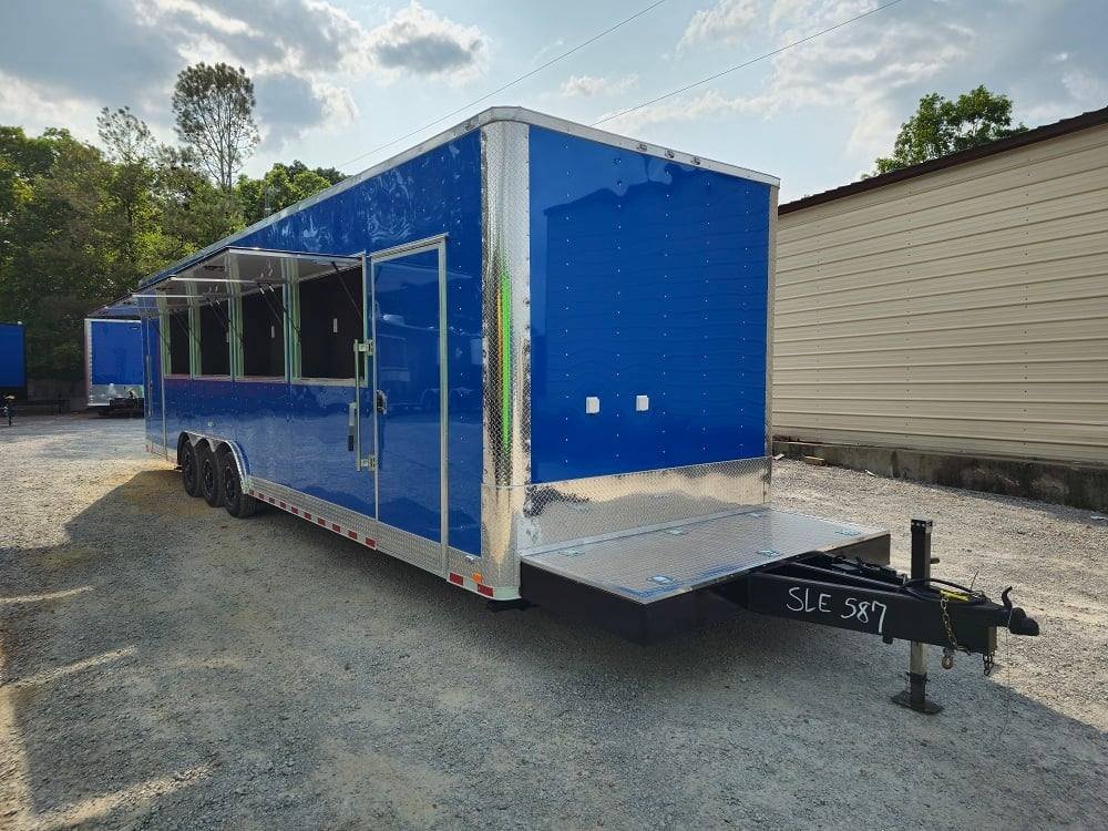 8.5′ X 32′ Blue Video Game Arcade Concession Trailer