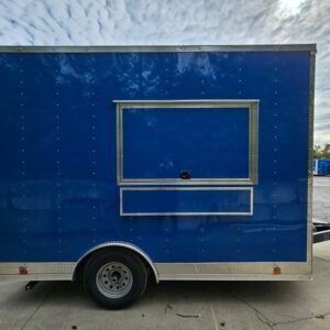 8.5 x 12 blue catering trailer with 5-foot window - view 8