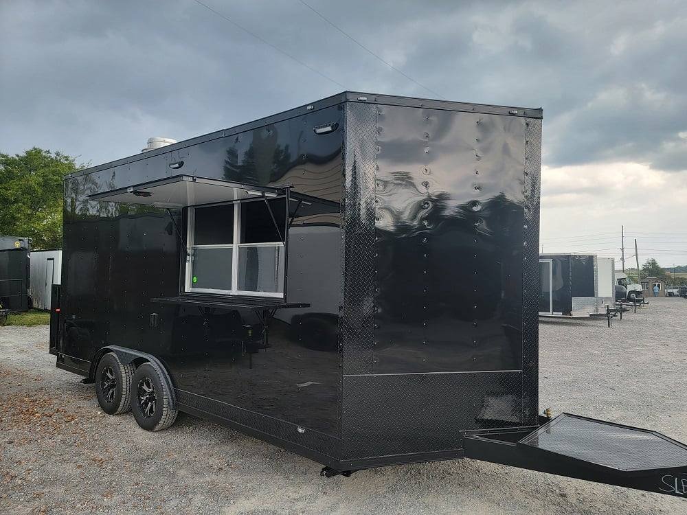 8.5′ X 17′ Custom Concession Trailer Black Food Event Catering — photo 3