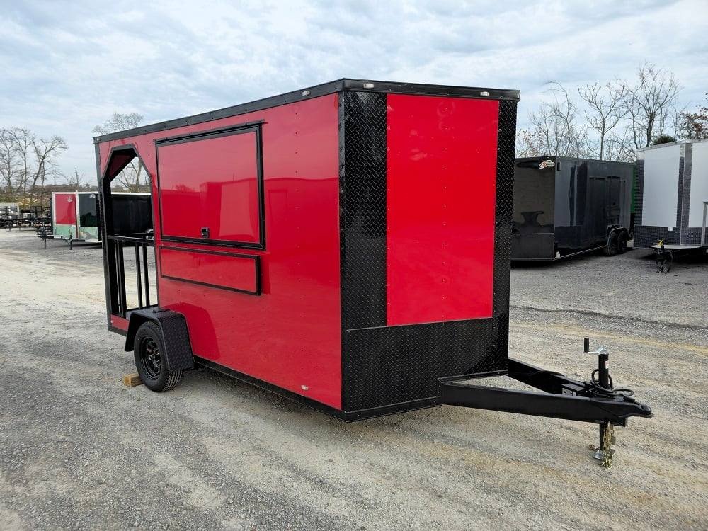 Concession Trailer 7’x12′ Red Patio Food Serving Merchandising — photo 2